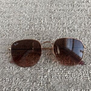 Ray-Ban Gold Frame Sunglasses with Brown Lenses
